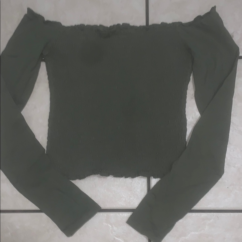 Hollister Olive Green Smocked Top